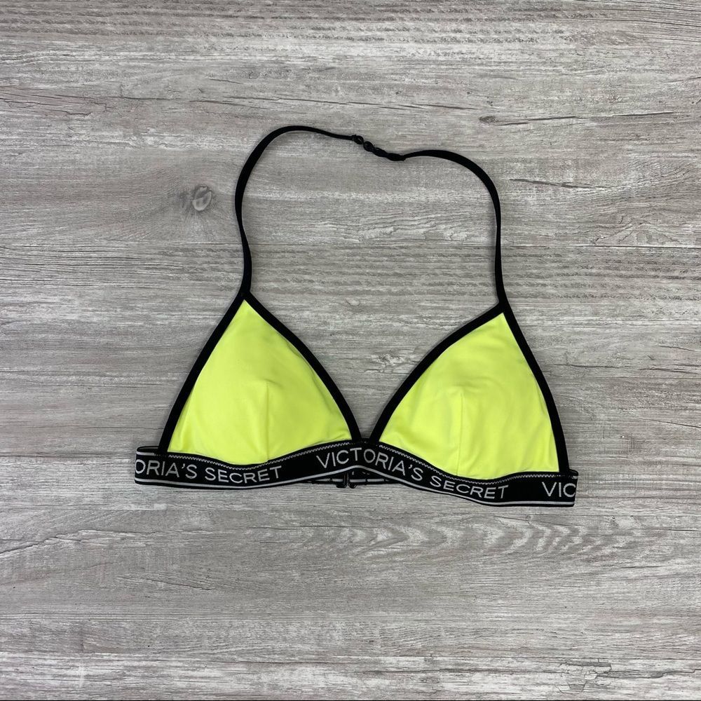 Victoria Secret Logo Yellow & Black Bikini Top